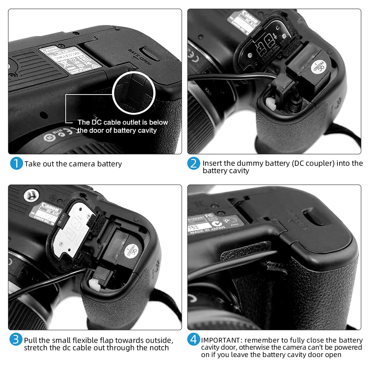Glorich Dr E6 Dc Coupler Lp E6 Lp E6N Dummy Battery Ack E6 Ac Power Supply Adapter Kit For Cameras Canon Eos R7 R6 R5 R 90D 80D 7D Mark Ii 7D 70D 6D 60D 5D Mark Iv 5Ds, With Fully Decoded Smart Chip
